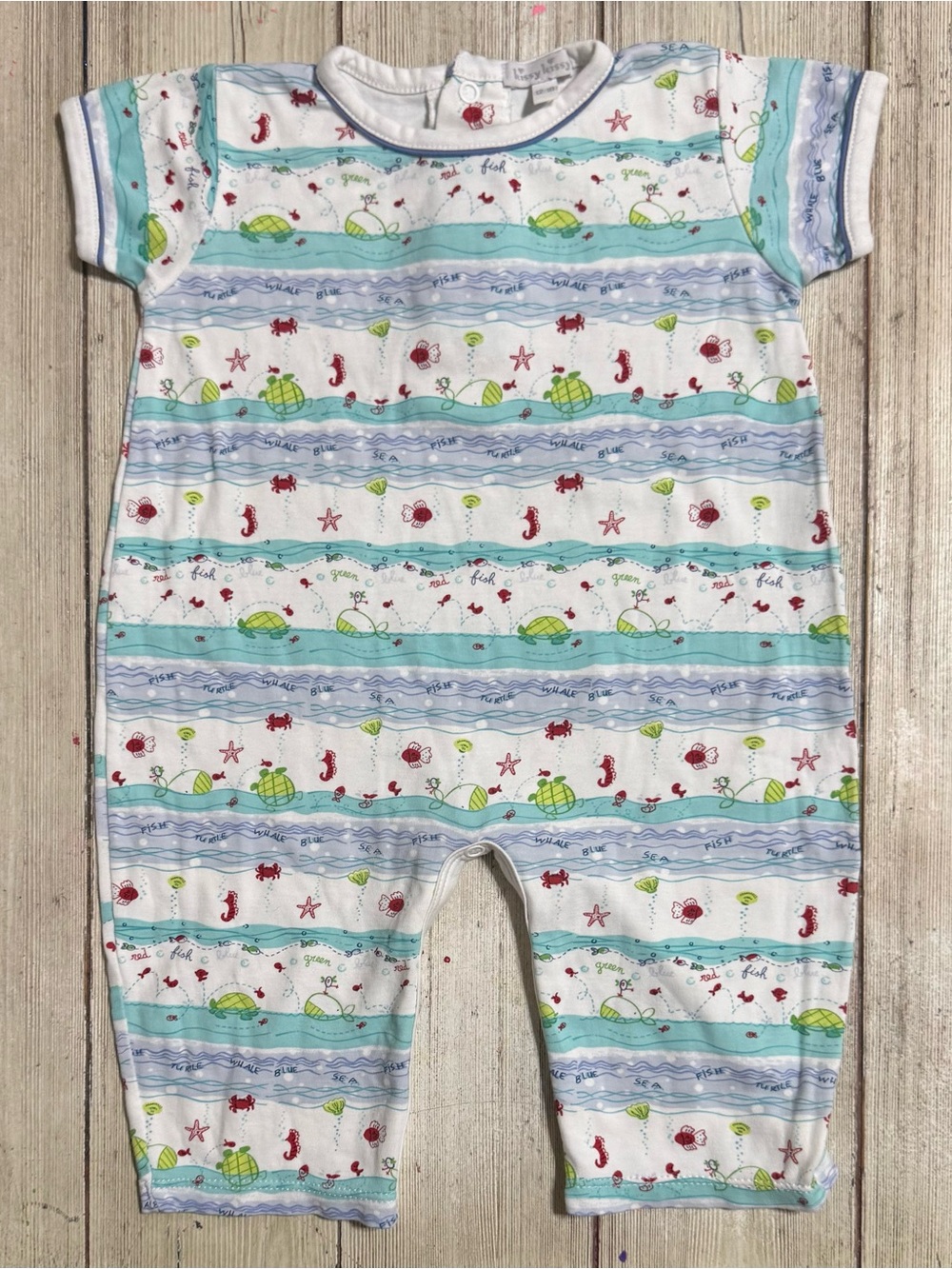 Kissy Kissy Ocean Sea Life animals pima romper 12-18m baby boys boutique